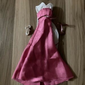 Barbie Fashion Doll Pink Satin Gown Heels